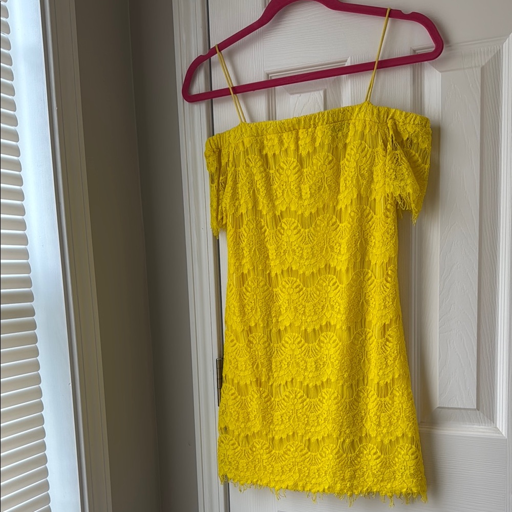 Topshop Yellow Off-Shoulder Sundress